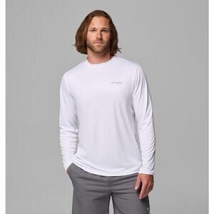 COLUMBIA Men's Terminal Tackle PFG Fish Flag Long Sleeve Shirt Size L In White